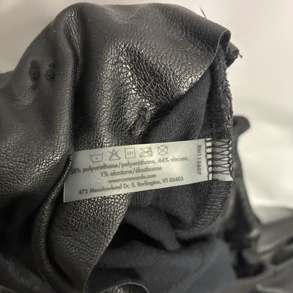 Commando Black Faux Leather Paperbag Waist With Self Tie Belt Pants Size Medium - Picture 4 of 9